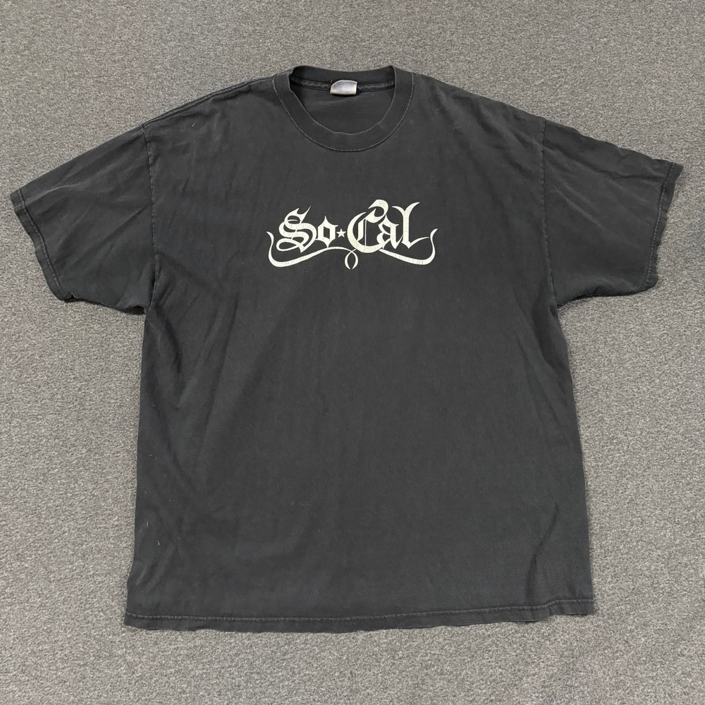 Vintage No Fear So-Cal T-Shirt Mens 2XL Black Good Graphic Script Star Tee
